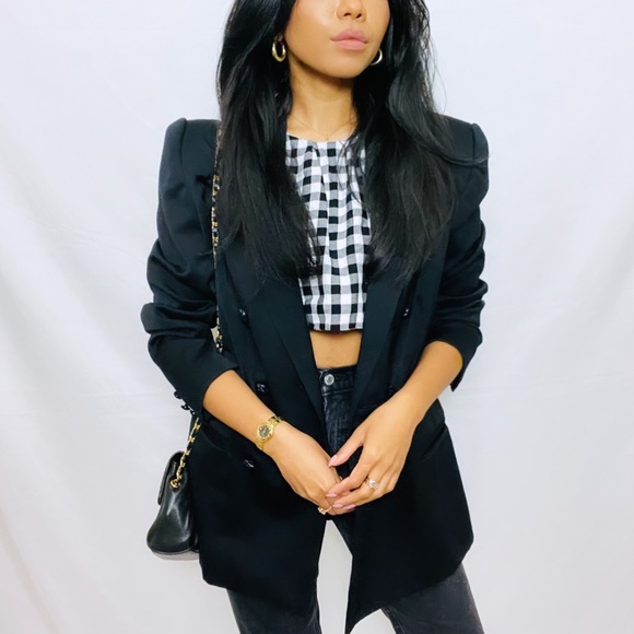 Majorelle | Black and White Gingham Checkered Cropped Top - Picture 14 of 15